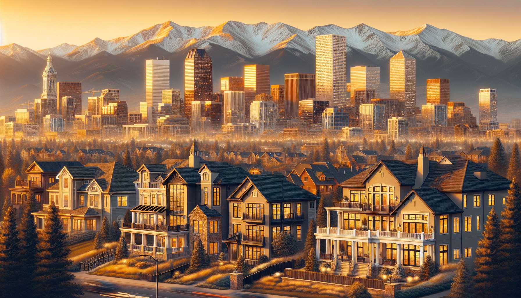 Denver luxury real estate market skyline with mountain views