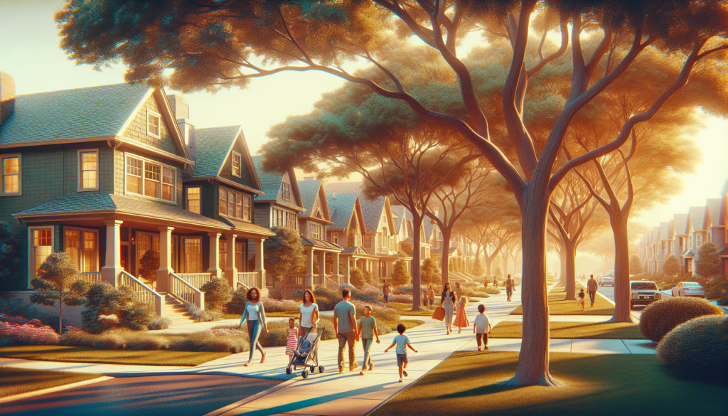 Tree-lined street in luxury Denver neighborhood with family homes